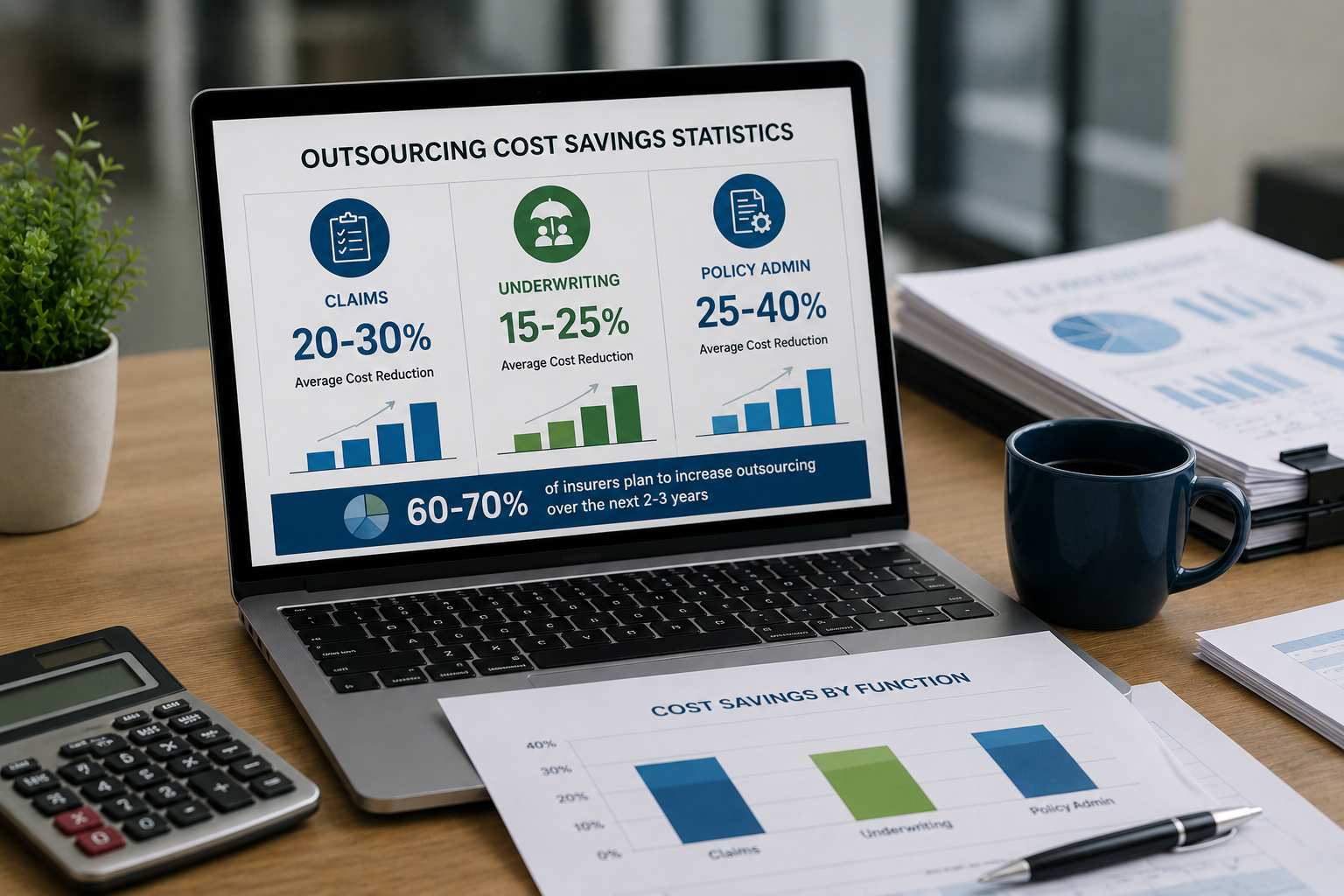 Outsourcing cost savings statistics: How insurance carriers reduce costs across claims, underwriting, and policy admin