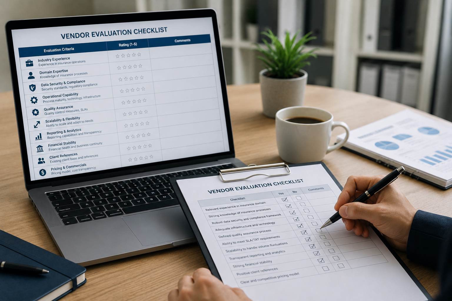 Outsourcing vendor evaluation checklist for insurance companies before signing an operations partner